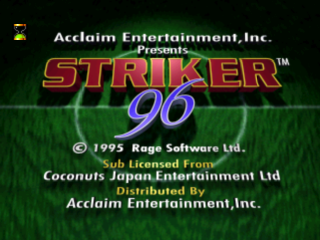 Striker '96 title screen for Playstation
